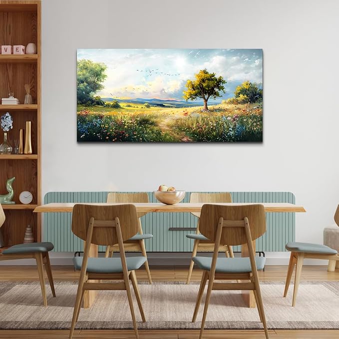 Wapluam Canvas Wall Art For Bedroom Wall Decor For Living Room Modern Office Decorations Pastoral Wall Paintings Scenery Abstract Watercolour Farmhouse Pictures Canvas Artwork Room Home Decor Mural