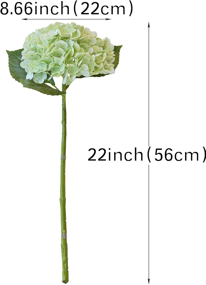 DUYONE 3PCS 22 inch Lifelike Artificial Hydrangea Large Flowers Artificial Flowers Dry Flowers Outdoor Wedding Christmas Office Family Party Living Room Table Decoration (Light Green)