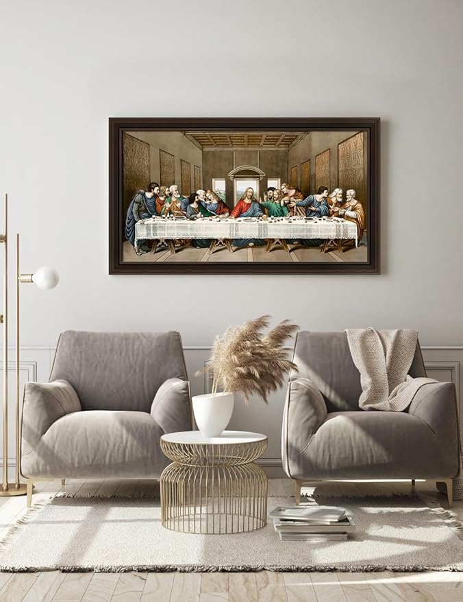 DECORARTS - The Last Supper by Leonardo Da Vinci Giclee Reproduction, Giclee Print on Acid-Free Cotton Canvas with Matching Deep Brown Solid Wood Frame