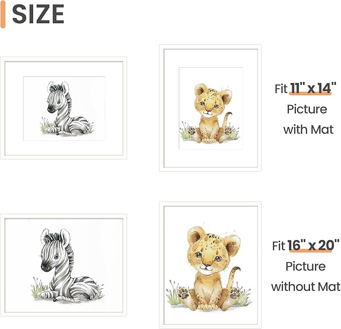 upsimples 16x20 Picture Frame, Display Pictures 11x14 with Mat or 16 x 20 Without, Wall Hanging Poster Frame, White, 1 Pack