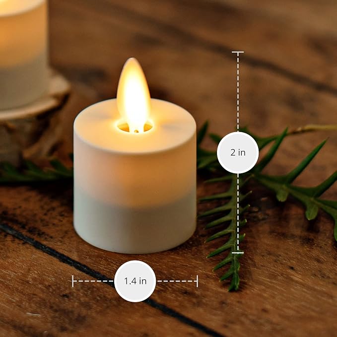 Luminara Flickering Flameless Pearl Ivory Tealights - Warm LED Light Flame Votives - Battery Operated Decor for Dining Room Table Centerpieces, Fireplace Mantel, Dinner Party, Reception - Set of 4