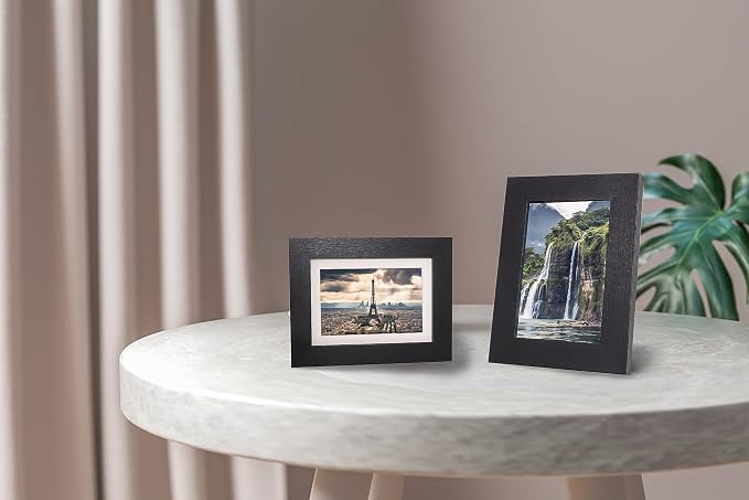 The Display Guys - Black Wooden Minimalist Picture Frames Set - Tempered Glass - 4x6 - Tabletop Easel - 6-Pack