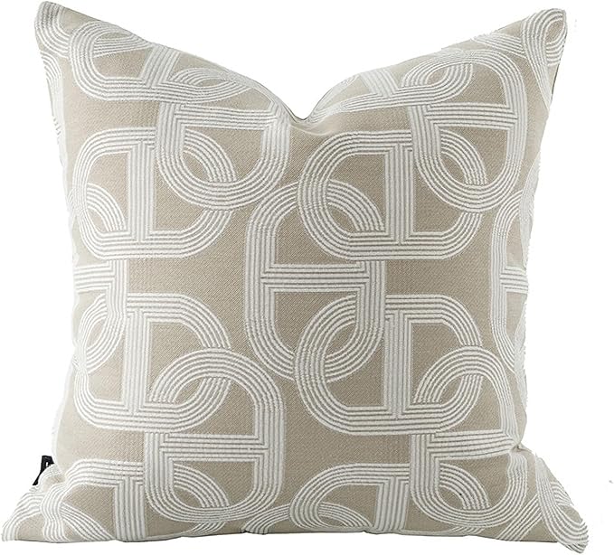 Croker Horse 22x22'' Inches Throw Pillow Cushion Cover - Pig Nose Pattern Chenille Jacquard Embroidery Luxury Modern Style Couch Sofa Pillow for Living Room Bedroom