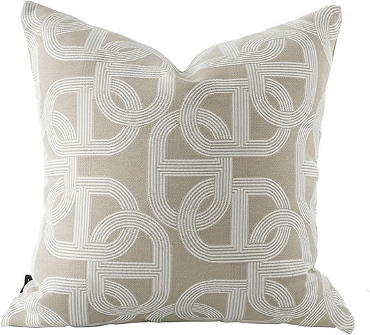 Croker Horse 22x22'' Inches Throw Pillow Cushion Cover - Pig Nose Pattern Chenille Jacquard Embroidery Luxury Modern Style Couch Sofa Pillow for Living Room Bedroom
