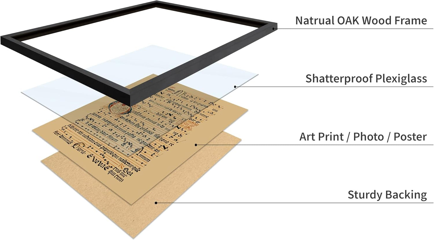 Poster Master Vintage Hymnal Poster - Retro Music Print - Gift for Artist, Friend - Graduale Aboense, Gregorian Chant Manuscript, Score - Wall Decor for Living Room, Bedroom, 16x20 Black Framed