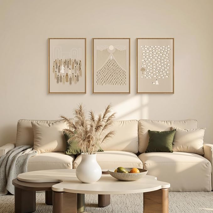 Large Jesus Christian Framed Canvas Wall Art,Boho Lost Sheep Wall Decor,Abstract Sketch Bible Verses Art Prints,Religious Scripture Beige Artwork for Living Room,Dining Room -24"x36"x3