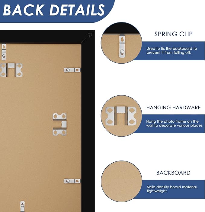 PEALSN 5x7 Picture Frame Set of 6, Display Pictures 4 x 6 with Mat or 5 x 7 without Mat for Wall Mounting or Table Top Display, Photo Frames Collage for Wall Decor, Black.