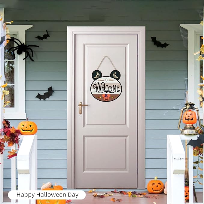 15.7'' Cute Mouse Seasonal Interchangeable Home Sign for Front Porch,18pcs Interchangeable Hanging Vertical Welcome Door Sign for Farmhouse/Wall/Porch Decor and Housewarming Gift