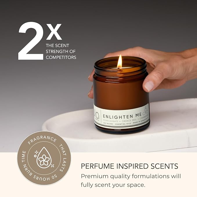 Enlighten Me, Pineapple Pomegranate Cedar Soy Candle, Vanilla Orange, Perfume-Inspired, Hand Poured USA, High Fragrance Load, Lead-Free Wick, Mood Lifting Candle, 7 oz