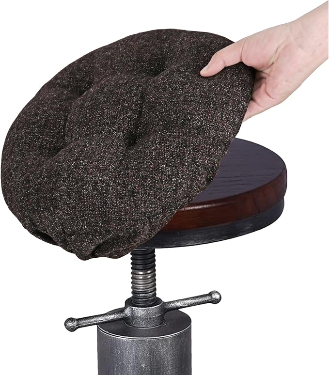 SINOSSO Modern Bar Stool Cushion Dia.12, Fashion Interweaving Design Anti-Skid Silicone Round Stool Seat Cushion Cover Padded (Dark Brown, S,1)