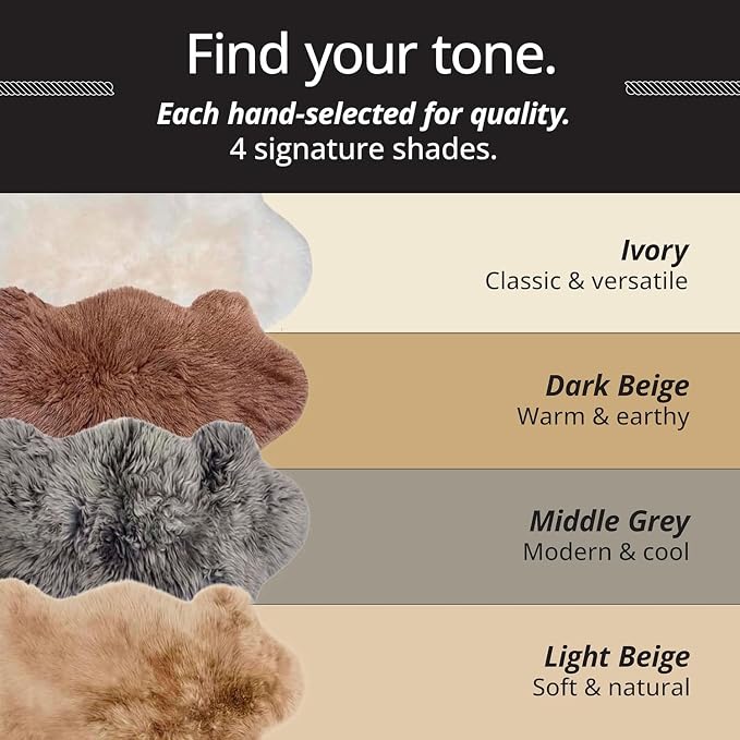 Duo Sheepskin Area Rug 2x6 Ft – 100% Genuine Lambskin – Premium Soft & Fluffy Light Beige Runner for Bedroom or Living Room – Made in Argentina