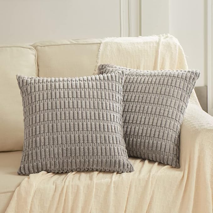 Fancy Homi 4 Packs Decorative Throw Pillow Covers for Living Room Couch Bed, Modern Farmhouse Boho Home Décor Accent Cushion Case, 26" x 26" (Pack of 4), Gray