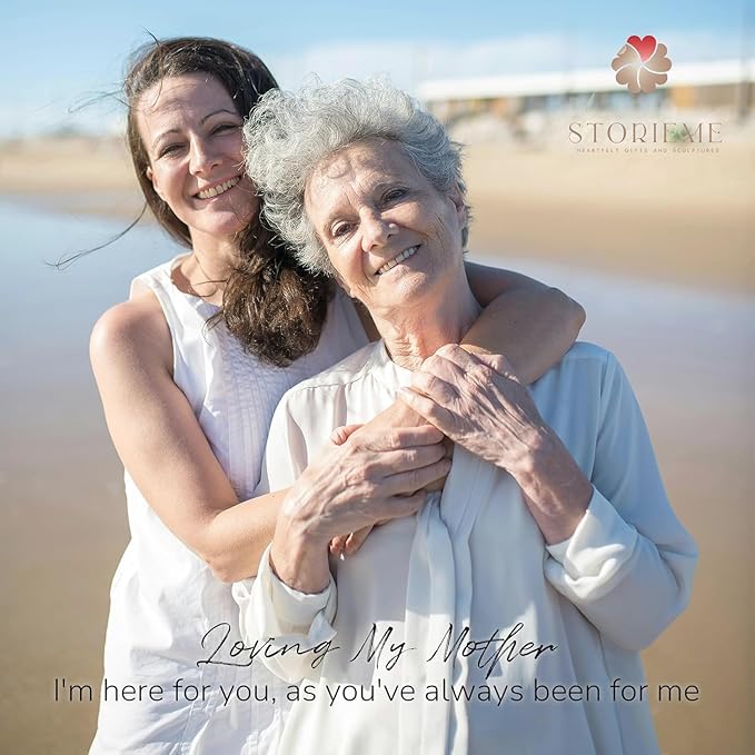 Storieme Mom Birthday Gifts from Daughter: 7.7" Hand-Painted Mother Daughter Resin Figurine Statue - Sentimental Mothers Day Home Shelf Decor for Women