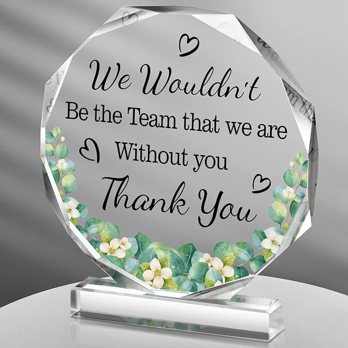 Yinder Thank You Gifts for Women Appreciation Gifts for Coworker Employee Nurse Teacher Leader Boss Inspirational Quotes Acrylic Desk Decor for Home Office Farewell Retirement