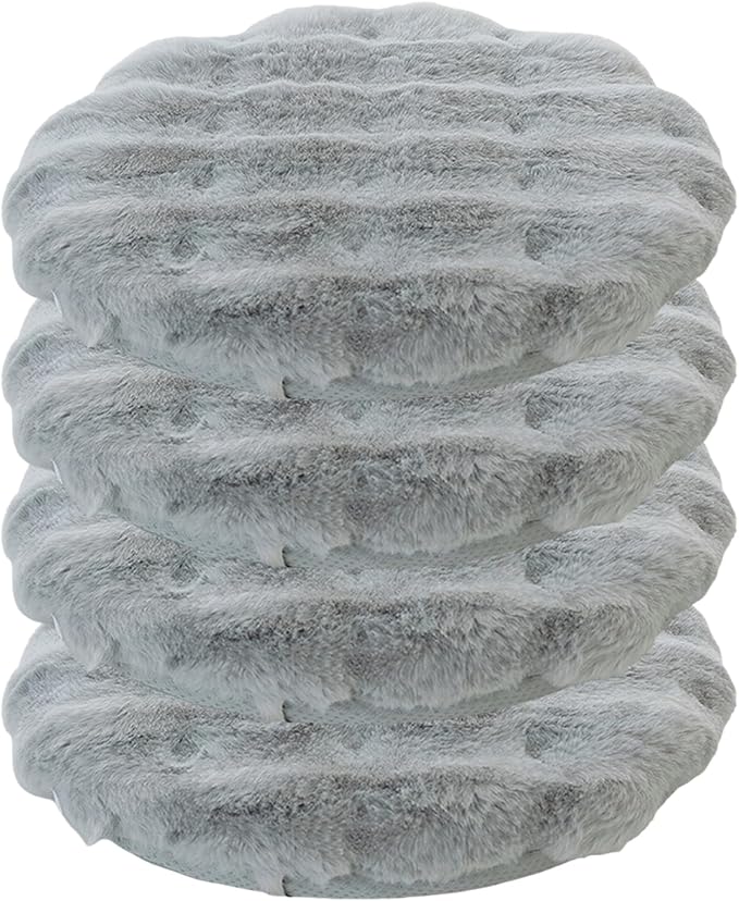 Lifup 4 Pack Round Chair Pads Memory Foam Seat Cushion Soft Cozy Plush Non Slip Thick Pad with Ties and Removable Cover for Dining Room, Office Grey 16 x 16 Inch