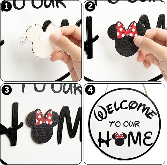 SUPYFD 19Pcs Cute Mouse Interchangeable Seasonal Welcome Door Sign for Front Door Decor, Welcome to Our Home Sign with Interchangeable Holiday Pieces for Farmhouse/Wall/Porch Decor and Housewarming