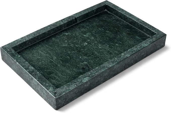 Natural Green Marble Tray, 10" x 6", Rectangular | Stone Organizer, For Bathroom, Kitchen, Vanity, Desktop, For Coffee Table, Dresser, Nightstand