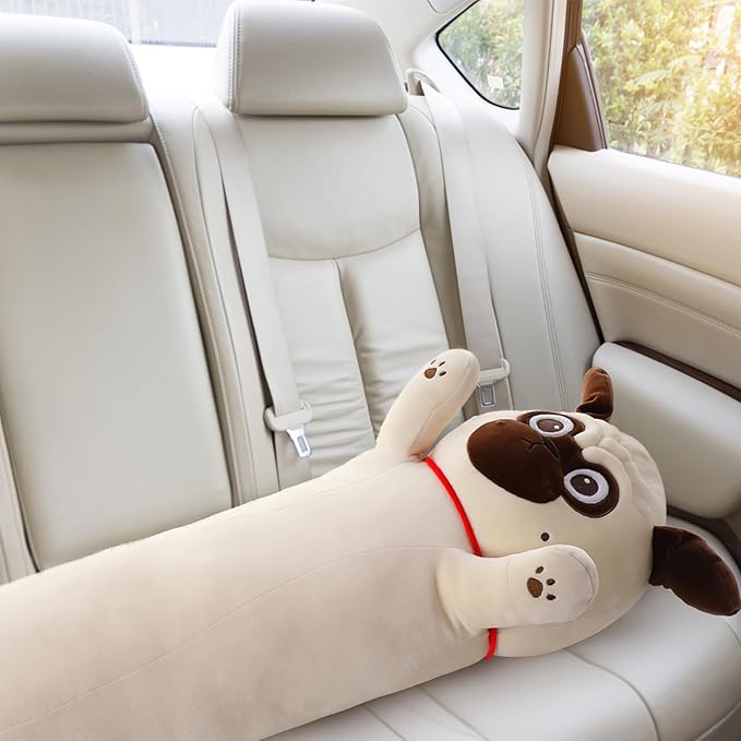 MaoGoLan Super Soft Stuffed Dog Pug Plush Pillow 43 inch Long Puppy Stuffed Animal for Girls Kids Body Pillow, Bulldog Stuffed Animal Pug Lovers Gifts Christmas Valentine's Day Halloween