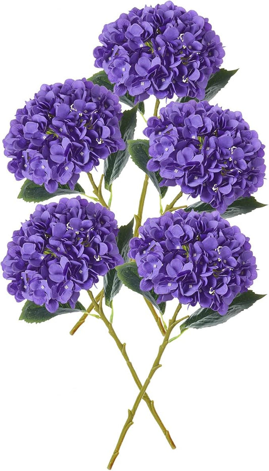 PARTY JOY 5PCS 15.4In Artificial Hydrangea Silk Flowers Bouquet Faux Hydrangea Stems for Wedding Centerpieces Home Decor