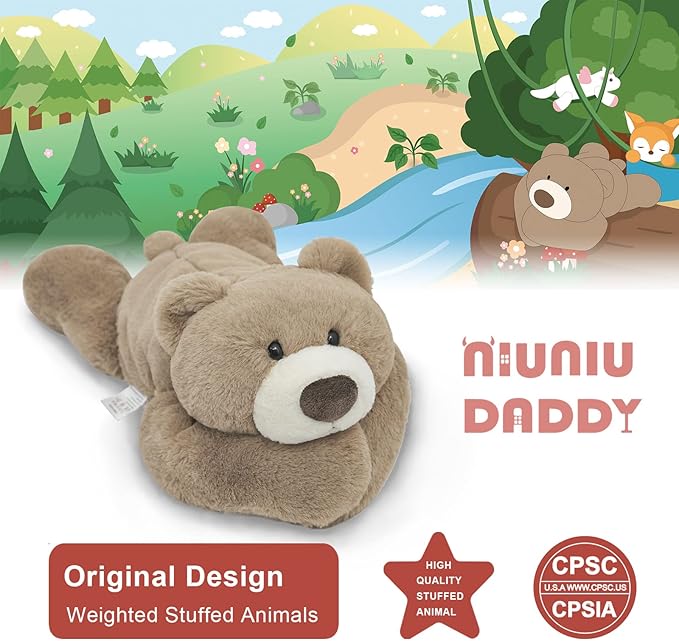 Niuniu Daddy 24" | 5 Pound Weighted Teddy Bear Stuffed Animals for Adults Kids, Large Bear Plush Toy, Cute Brown Bear Body Pillow with Soft Fur for Christmas Birthday Holidays Presents