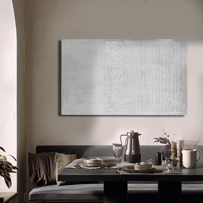 ZUNARE Vertical Minimal Wall Art Soft Neutral Abstract Line Canvas Painting Contemporary Minimal Artwork for Living Room Bedroom Kitchen Space 32x48 inch