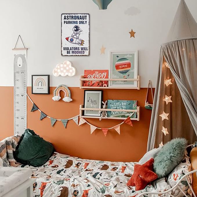 Outer Space Room Wall Decor For Kids Astronaut Decorations For Boys Space Themed Bedroom Decor For Boy Vintage Metal Tin Sign Space Decoration Space Theme Signs Birthday Party Gifts For Girls Bathroom