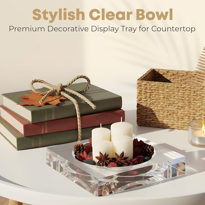 Clear Acrylic Catchall Tray - Decorative Jewelry Dish & Vanity Organizer for Keys, Rings, Earrings | Modern Minimalist Home Decor for Dresser, Nightstand, Entryway