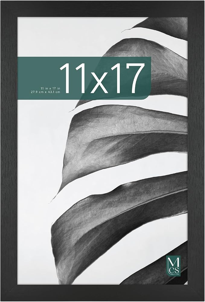 MCS Studio Gallery 11x17 Picture Frame Black Woodgrain Engineered Wood, Rectangle Photo Frame for Photos, Posters & Art Prints (1-Pack)