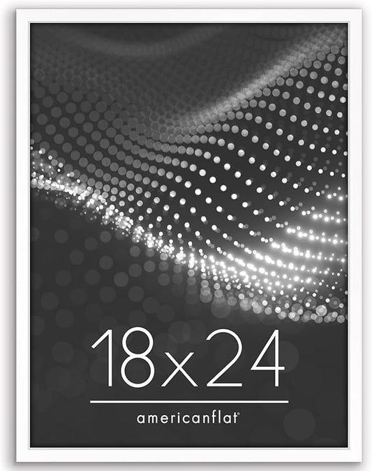 Americanflat 18x24 Poster Frame with Polished Plexiglass - Streamline Collection - Thin Border Picture Frame for Wall Display - Hanging Hardware Included - White