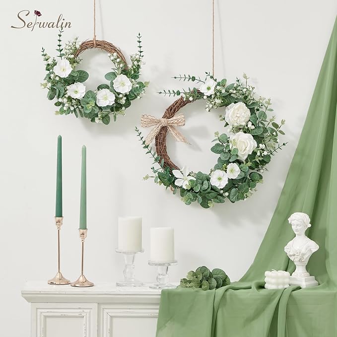 Serwalin 25 Pcs Mixed Artificial Eucalyptus Stems,Babys Breath Artificial Flowers Bulk with Faux Eucalyptus Leaves Greenery Stems for Wedding DIY Bouquets Floral Arrangement Home Decor