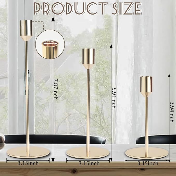 Gold Candlestick Holders Set of 54, Brass Gold Taper Candle Holders Bulk for Candlesticks Vintage Candle Sticks Holder Decor for Table Centerpiece Wedding Birthday Party Christmas Home Decor