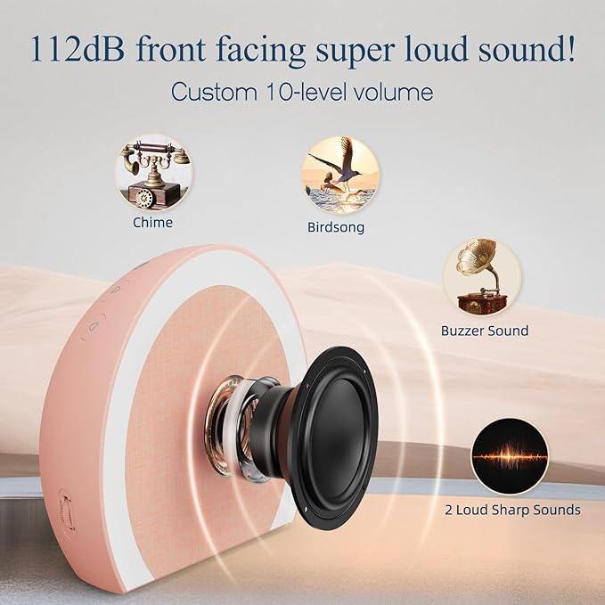 ANJANK Loud Alarm Clock with Wireless Bed Shaker, Vibrating Dual Alarm with Light Wake Up for Heavy Sleepers & Hearing Impaired, 9-Color Night Light, 8 Alarms, 0-100% Dimmer, USB Charger, Bedroom