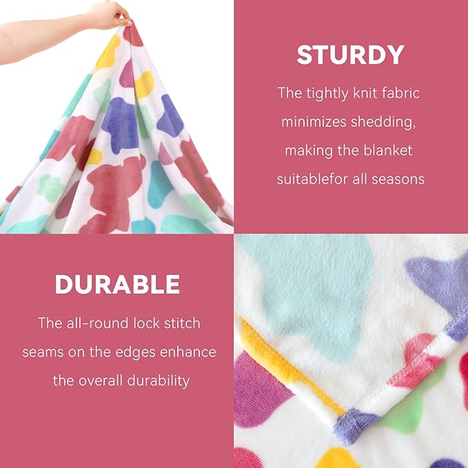 Rainbow Blanket for Girls Boys Easter Basket, Soft Cozy Warm Colorful Fleece Throw Blanket for Bed Couch, Boho Home Room Decor, Rainbow Gifts for Kids Birthday 50"x60"