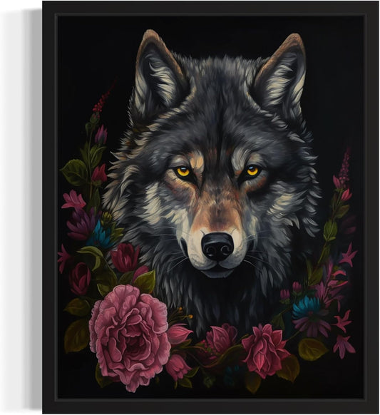Vintage Wolf Poster Art Print, Halloween Scary Wall Art Academia Spooky Painting Decoration for Horror Prints, Gothic Posters Bedroom Decor 89 (Vintage Wolf, 8 x 10 inches, Unframed)