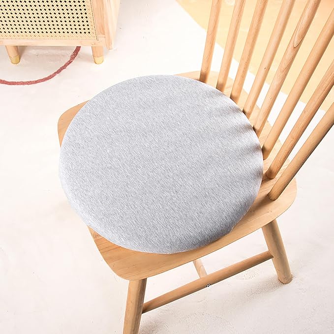 Greenjin 12" Round Bar Stool Cushion, Memory Foam Seat Cushion, Anti Slip Circle Chair Pad, Detachable Small Chair Cushion for Kitchen Dining Chairs Barstool Silver Grey | 12 Inch Round Bar Stool Cushion Detachable Circle Chair Cushion Cover Machine Wa...