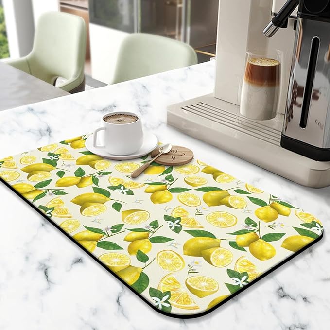 Fun Coffee Mat 19inx12in,Coffee Bar Mat for Countertops,Absorbent Hide Stain Anti-Slip Coffee Bar Accessories Fit Under Coffee Machine Mat,dish Drying Mats for Kitchen