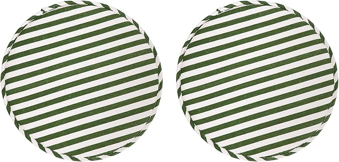 Round Stool Chair Cushions for Kitchen Dining Seat Pads with Ties 2 Pack Non Slip Cushions Pad for High Stool Chairs Bistro Bar Seat 13 Inch, Green Stripe