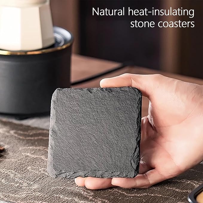 70 Pack 4 Inch Slate Coasters,Black Blank Slate for Laser Engraving,Square & Round Slate Coasters Bulk for Home & Bar Table Protection (35square+35round)