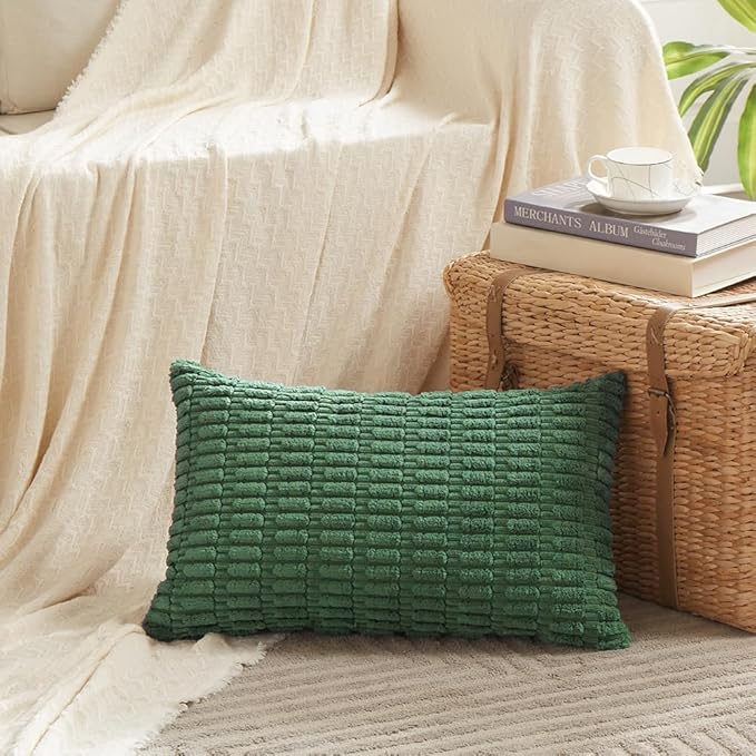 Fancy Homi 4 Packs Decorative Throw Pillow Covers for Living Room Couch Bed, Modern Farmhouse Boho Home Décor Accent Cushion Case, 24" x 16" (Pack of 4), Green Series