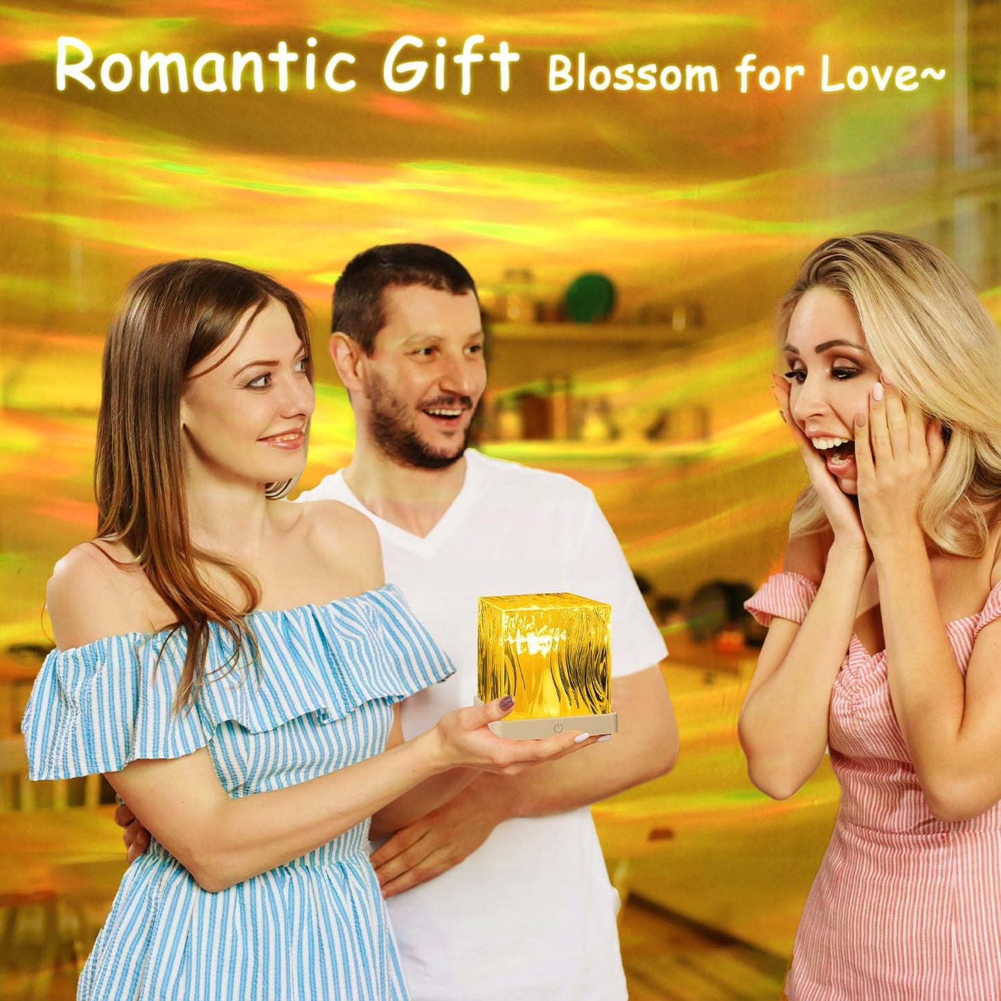 Luminorthe Cube Lamp Ocean, 18 Colors Northern Lights Projector with Remote, 30 Lighting Modes Ocean Wave Projector Light Galaxy Projector, Ambient Lighting Room Decor Water Light for Teen Girls