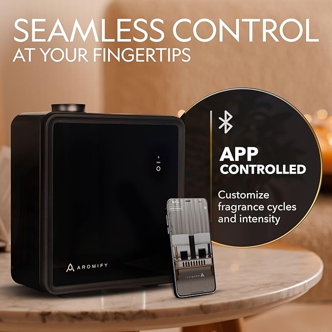 Grand Luxe HVAC Scent Diffuser, 4000 Sq Ft Coverage, Essential Oil Diffuser with Santal & Midnight Taboo Oils Included, Bluetooth & App Control, HVAC Compatible, Cold Air Diffuser for Home