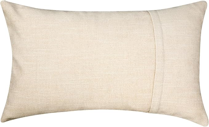 BOYSUM Set of 2 Leather Throw Pillow Covers Lumbar Cotton Linen Decor Patchwork Pillow Cover Faux Leather Pillows Cover for Couch Sofa Living Room Bedroom,Beige 12"x20"