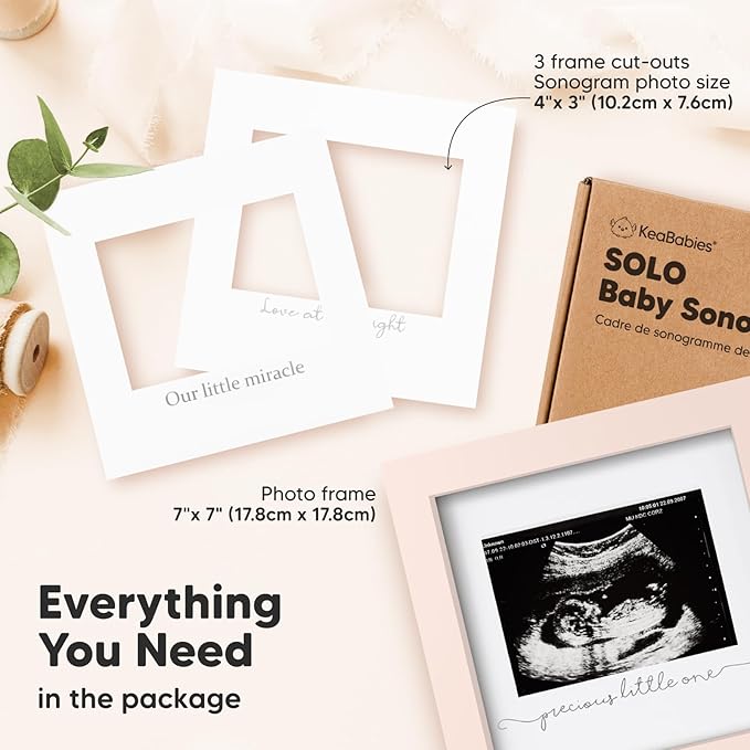 KeaBabies Baby Sonogram Picture Frame and Baby Footprint Kit - Modern Ultrasound Frame For Mom To Be - Baby Hand and Footprint Kit, Keepsake Frame Kits
