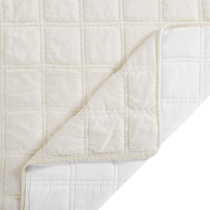 HiEnd Accent Stella Faux Silk Velvet Double Box Stitch 3 Piece Quilt Set, Full Queen Size, Stone Solid Color, Classic Chic Modern Rustic Elegant Bedding Set, Lightweight Bed Set