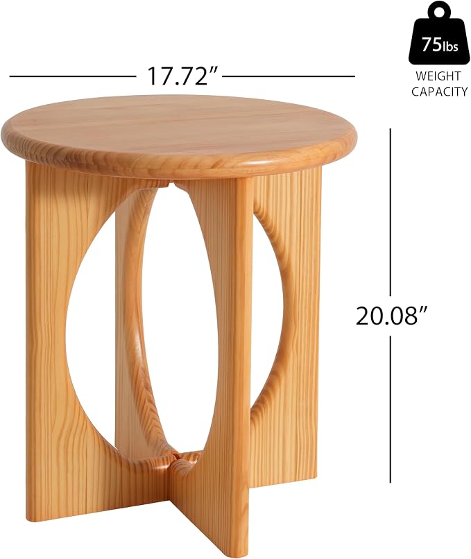 Christopher Knight Home Pines Modern Round Side Table, Living Room Sofa End Table, Small Coffee Table with Geometric Cross-Leg, Natural