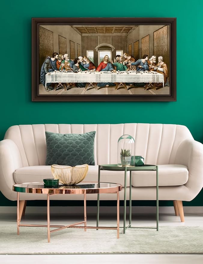 DECORARTS - The Last Supper by Leonardo Da Vinci Giclee Reproduction, Giclee Print on Acid-Free Cotton Canvas with Matching Deep Brown Solid Wood Frame