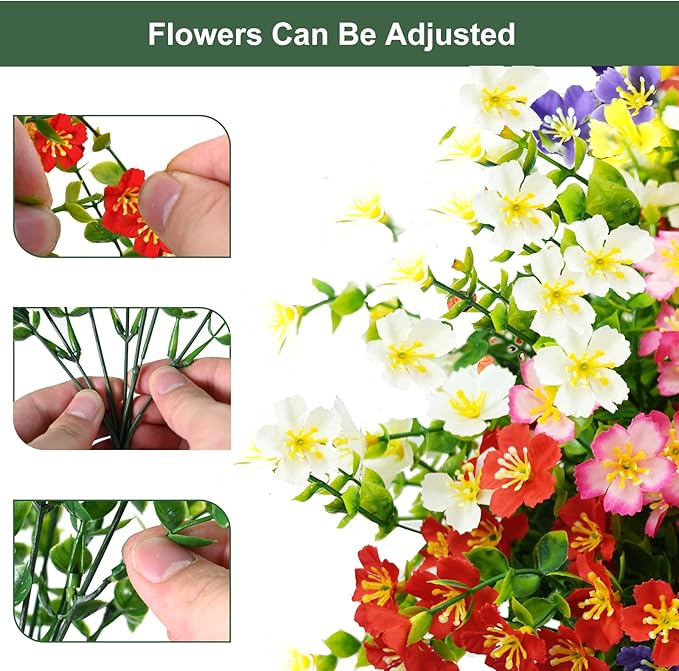 trytuny Artificial Flowers for Outdoor, UV Resistant Realistic Fake Flowers and Faux Plants for Indoor Outdoor, Garden Patio Porch Window Box Decor All Year