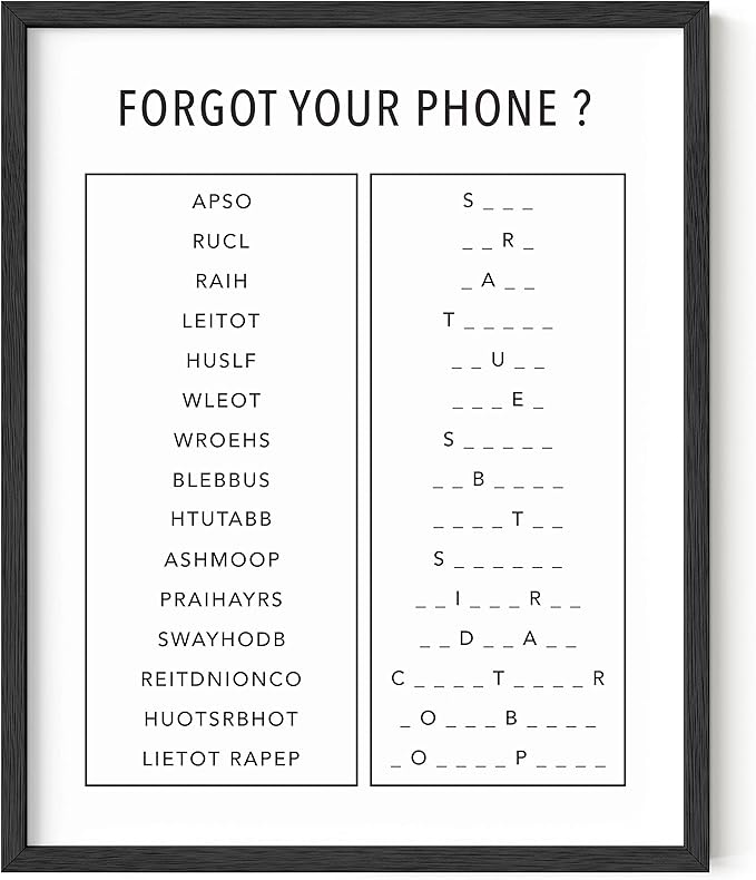HAUS AND HUES Funny Bathroom Decor & Signs | Black and White Unscramble Wall Art, Guest Bathroom Humor, Powder Room Decor, Modern Unframed Print | 16"x20"