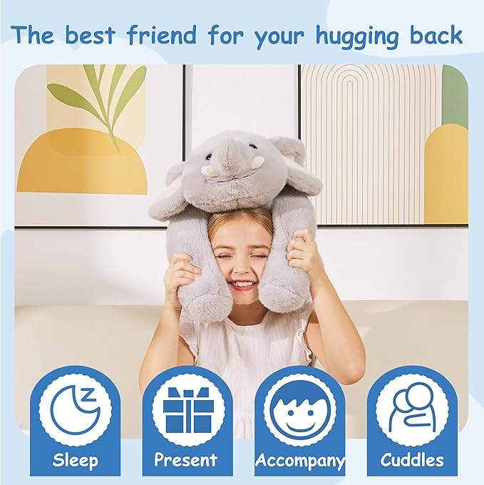 GILFWM Weighted Stuffed Animals Elephant - 20.5" Cute Toy Pillow Plushie Gifts for Kids Boys Girls & Adults, 3 lbs Soft Washable Plush Pillowfort