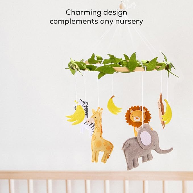 First Landings Baby Mobile for Crib - Animal Nursery Mobiles - Gender Neutral Baby Nursery Decor - Jungle
